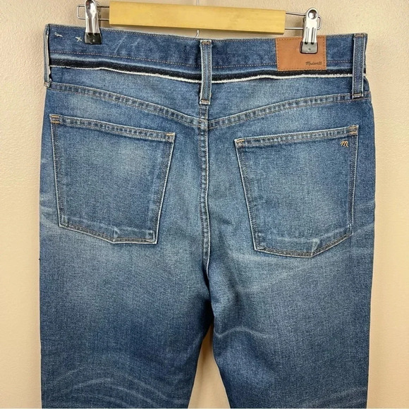 Madewell Retro Crop Bootcut Jeans 30 Distressed Fray Trim High Rise Boyfriend - Picture 11 of 14